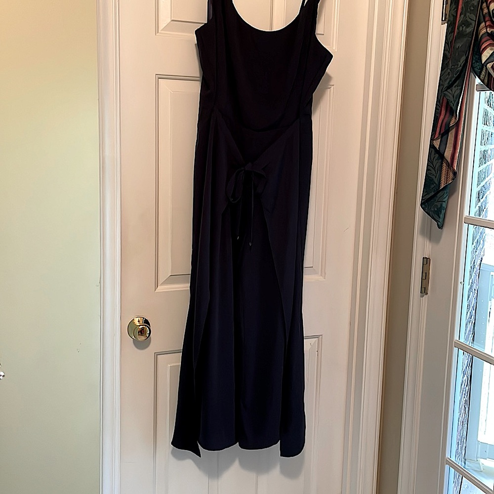 Jumpsuit-polyester crepe,lined bodice.wrap tie in front.